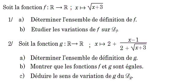 Fonctions Exercice Me Ann E Secondaire