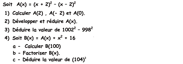 Activités algébriques: Exercice 41