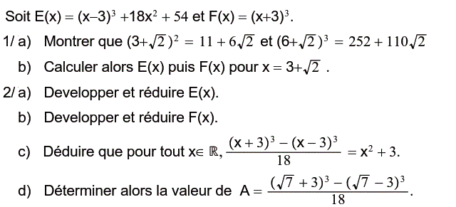 Activités algébriques: Exercice 58