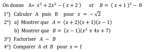 Activités algébriques: Exercice 45