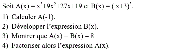 Activités algébriques: Exercice 23