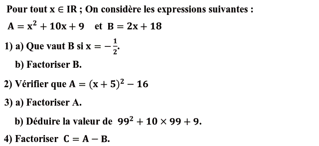 Activités algébriques: Exercice 28