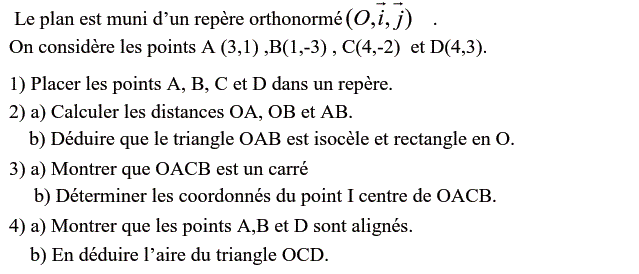 Activités dans un repere: Exercice 20