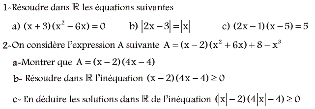 Equations et inéquations: Exercice 75