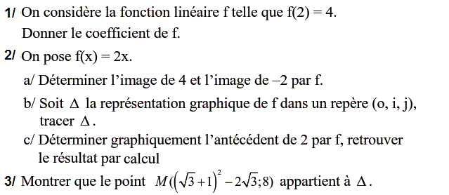 Fonctions linéaires: Exercice 27