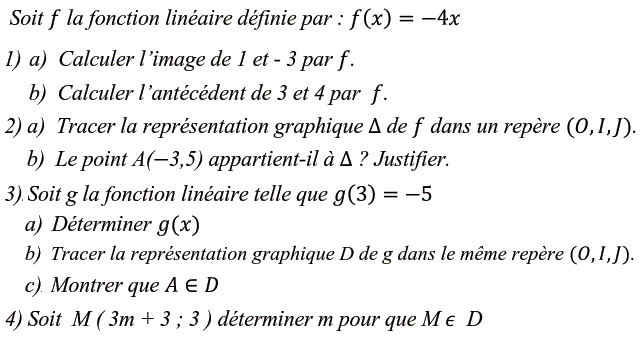 Fonctions linéaires: Exercice 36