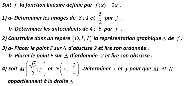 Fonctions linéaires: Exercice 17