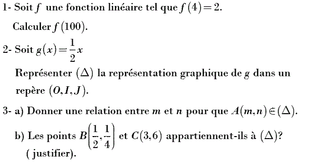 Fonctions linéaires: Exercice 37