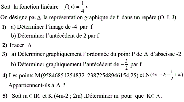 Fonctions linéaires: Exercice 53