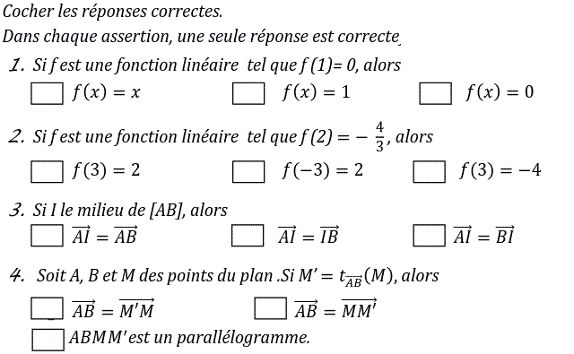 QCM: Exercice 70