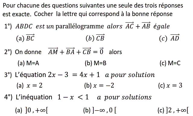 QCM: Exercice 40