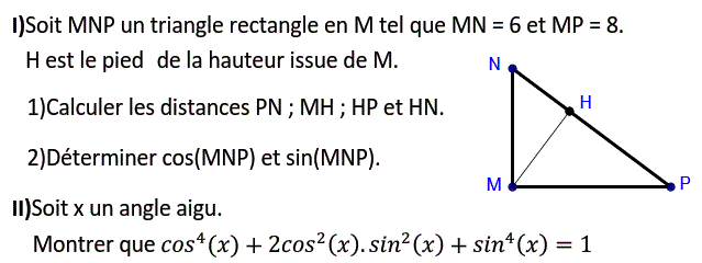 Rapports trigonométrique: Exercice 28