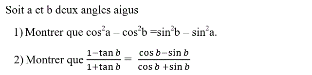 Rapports trigonométrique: Exercice 1