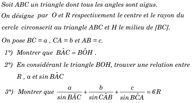 Rapports trigonométrique: Exercice 62