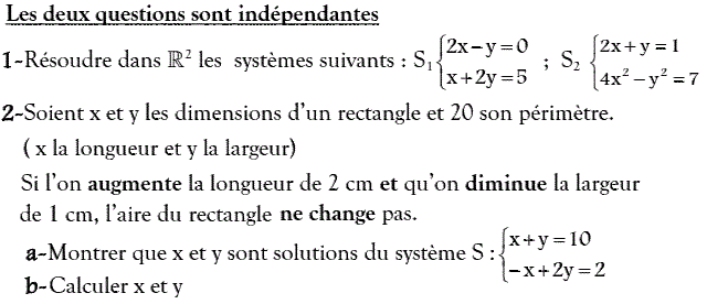 Système de deux équations: Exercice 21