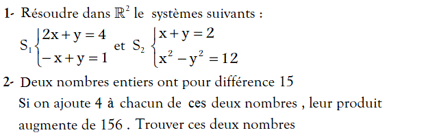 Système de deux équations: Exercice 51