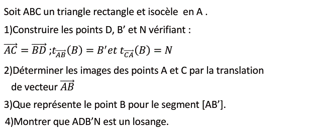 Vecteurs et translations: Exercice 45