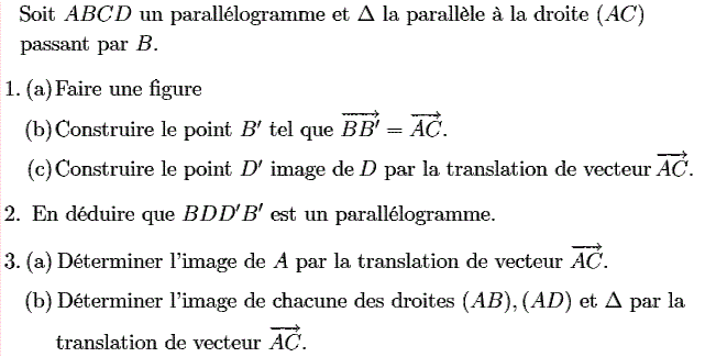 Vecteurs et translations: Exercice 60