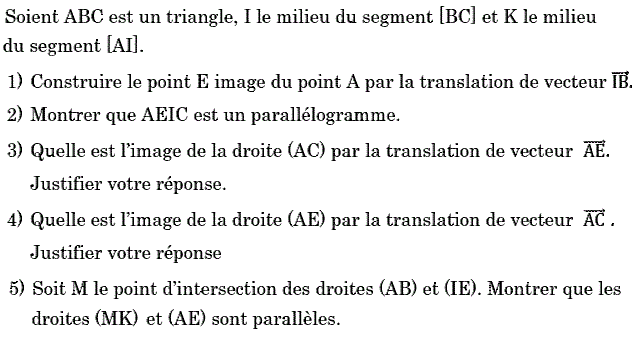 Vecteurs et translations: Exercice 77