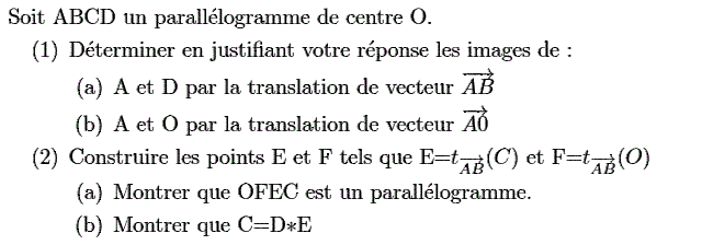 Vecteurs et translations: Exercice 49