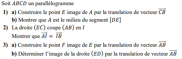 Vecteurs et translations: Exercice 62