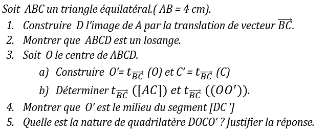 Vecteurs et translations: Exercice 57