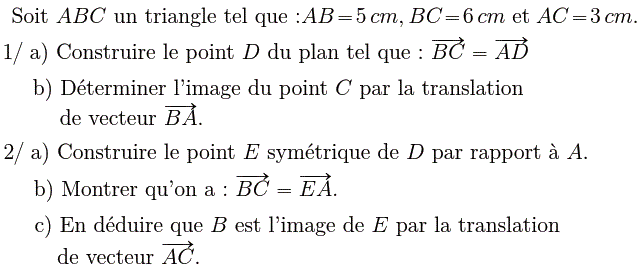 Vecteurs et translations: Exercice 72