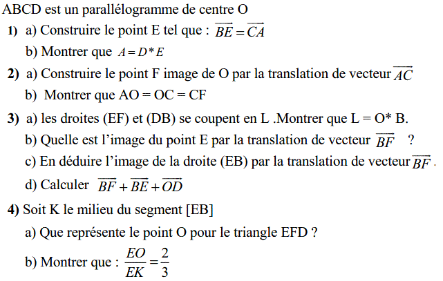 Vecteurs et translations: Exercice 74