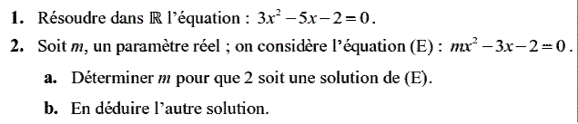 Problèmes du 1er et du second degré: Exercice 37