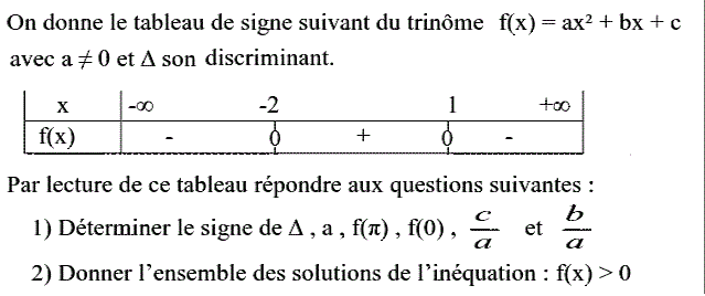 Problèmes du 1er et du second degré: Exercice 42