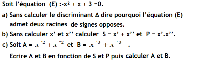 Problèmes du 1er et du second degré: Exercice 19