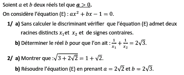 Problèmes du 1er et du second degré: Exercice 43