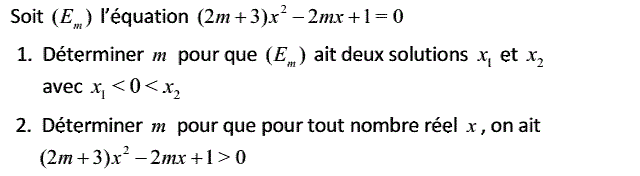 Problèmes du 1er et du second degré: Exercice 51