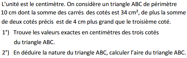 Problèmes du 1er et du second degré: Exercice 49