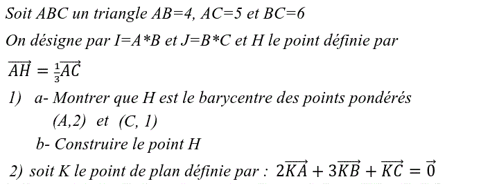 Barycentre: Exercice 94