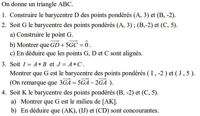 Barycentre: Exercice 22