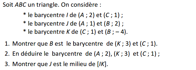 Barycentre: Exercice 40