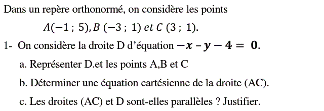 Géométrie analytique: Exercice 67