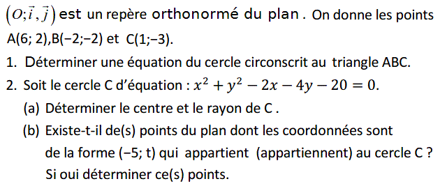 Géométrie analytique: Exercice 62