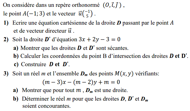 Géométrie analytique: Exercice 64