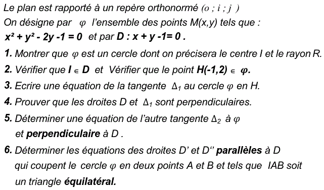 Géométrie analytique: Exercice 46