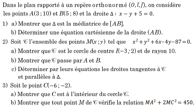 Géométrie analytique: Exercice 48