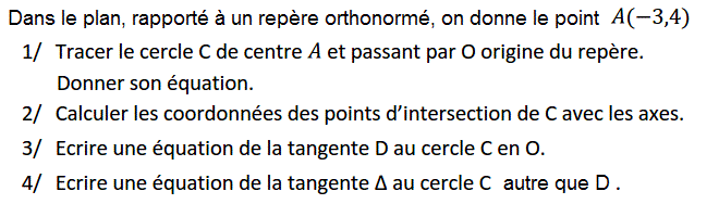 Géométrie analytique: Exercice 29