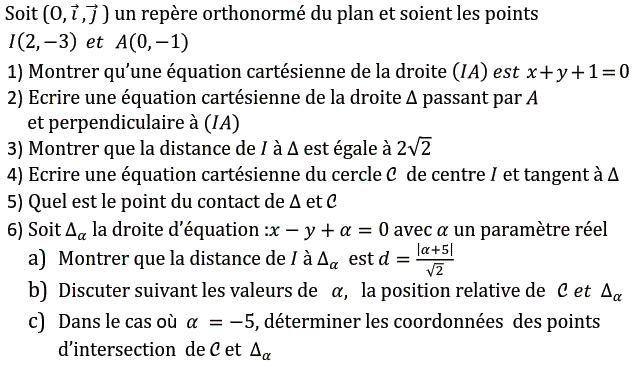 Géométrie analytique: Exercice 44