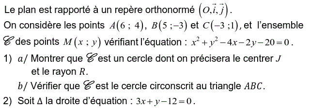 Géométrie analytique: Exercice 43