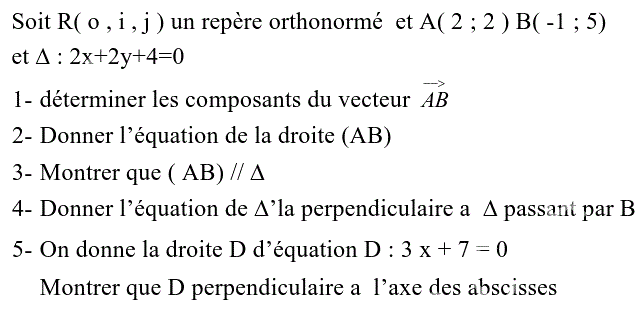 Géométrie analytique: Exercice 60