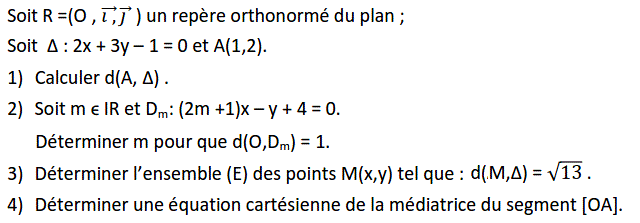 Géométrie analytique: Exercice 21