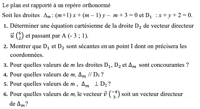 Géométrie analytique: Exercice 59