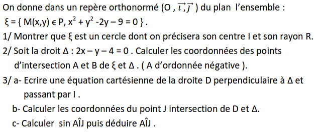 Géométrie analytique: Exercice 54