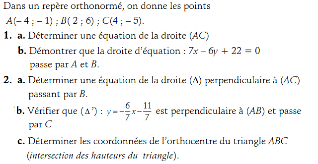 Géométrie analytique: Exercice 53